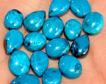 16 Pcs 66 Cts Natural Chrysocolla Cabochon Loose Handmade Gemstone Lot 10x7 8x6mm #17735