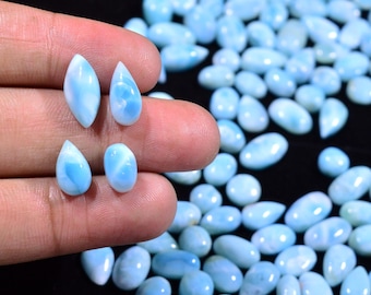 Natural Larimar Cabochon Blue Gemstone Loose Stone for Jewelry Making Polished Gem Weight 2cts (Approximate) Size 6x6x2mm- 12x6x2mm