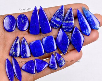 Natural Lapis Lazuli Gemstone Pairs Lot, Mix Pairs for Wire Wrapping Blue Stone Cabochons for Silver Dangle Earrings and Crystal Healing Gem