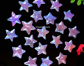 Rose Quartz Coated Rose Quartz Star Crystal Healing Stone Crescent Star Shape Crystal Metaphysical Glass Rose Quartz Carving Stone Jewelry