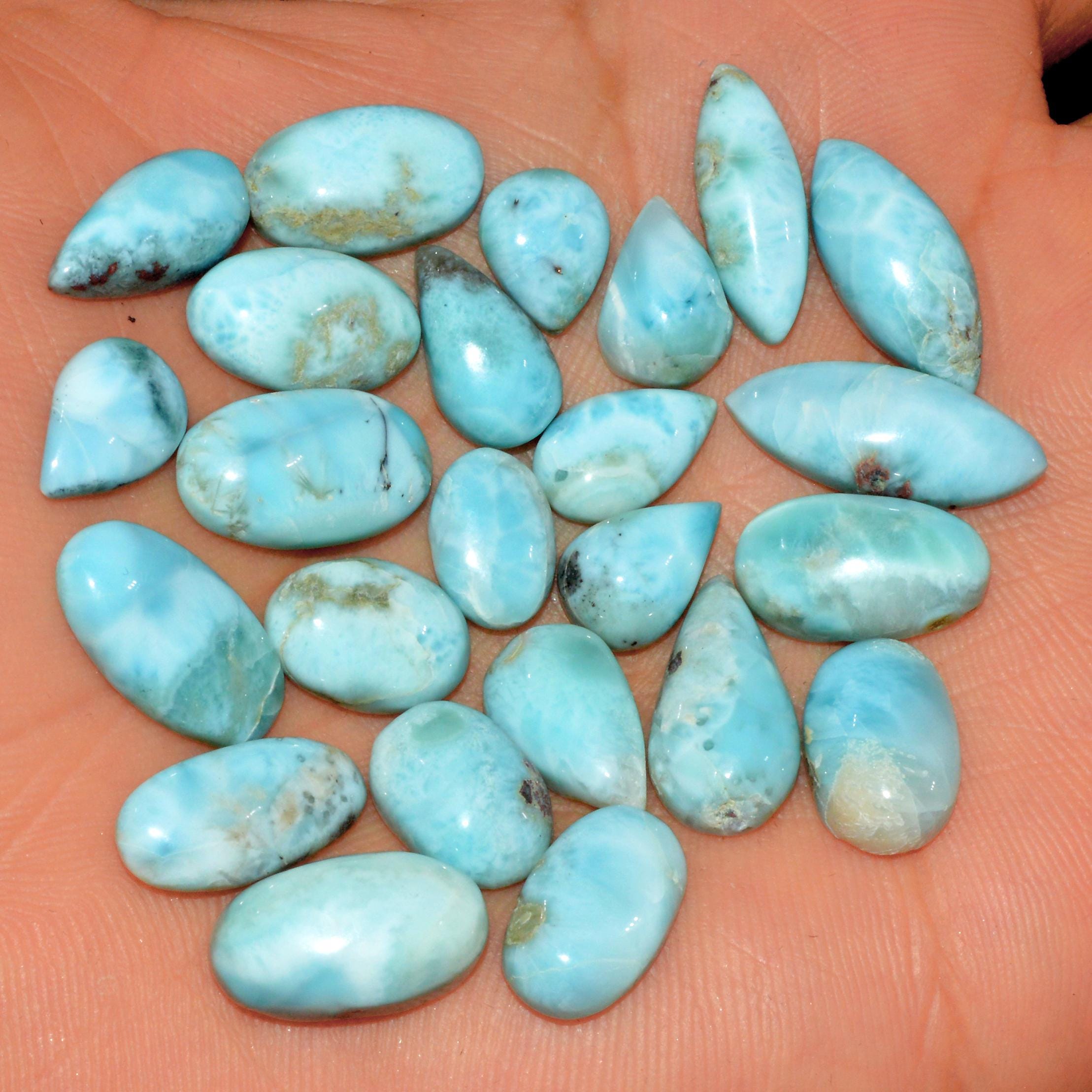 [larimar 117ページ] 24 Pcs 117 Cts Natural Larimar Cabochon Gemstone Lot Mixed Shapes