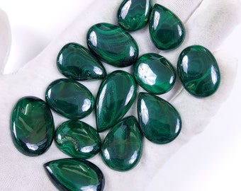 Natural Green Malachite Cabochon Back Unpolished Loose Gemstone for Jewelry Supplies Handmade Silver Pendant Crystal for Gift