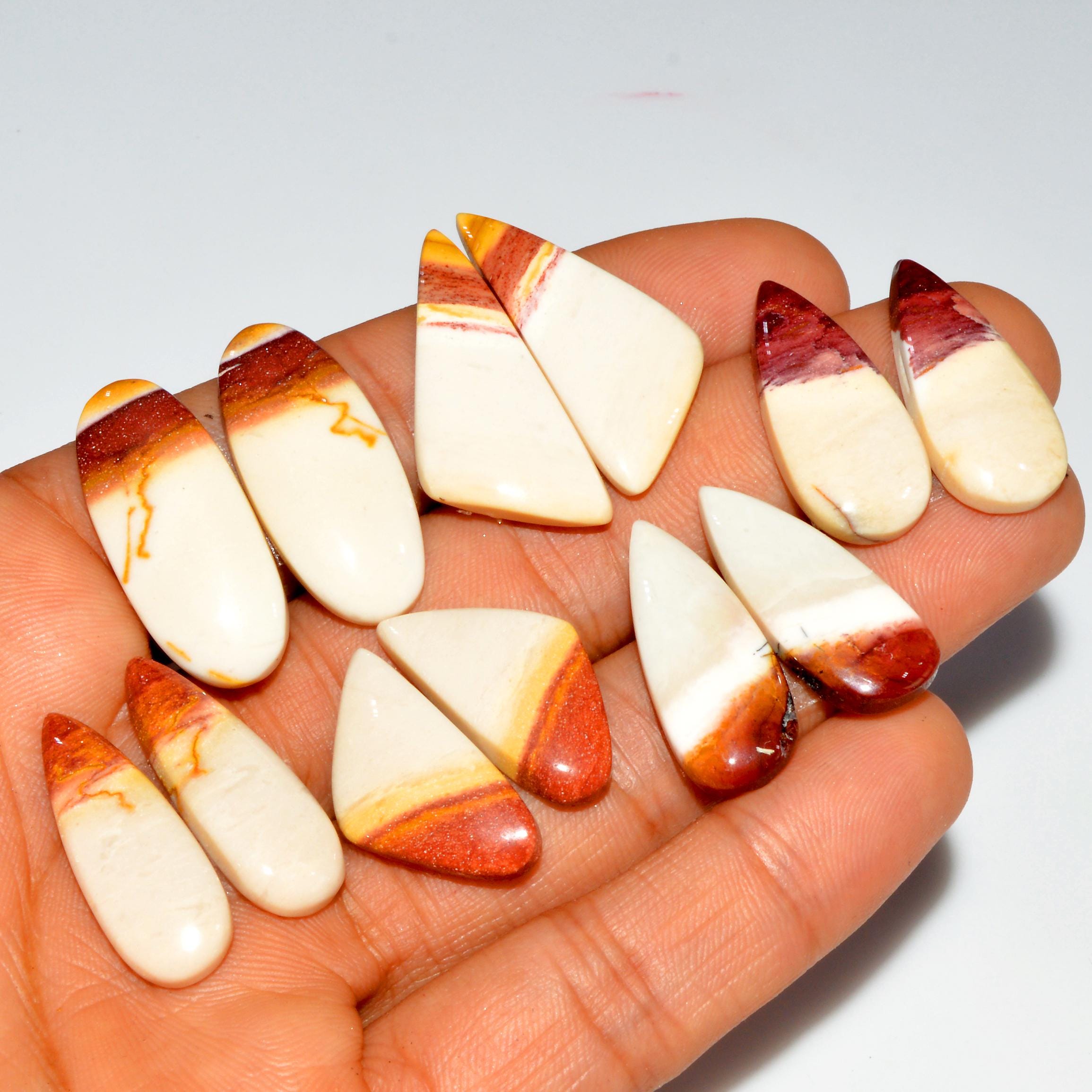 6 Pair 128 Cts Natural Mookaite Jasper Matching Pairs Cabochon