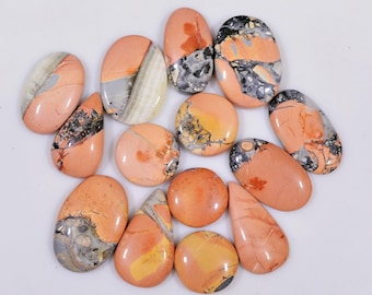 14 Pcs 159 Cts Natural Maligano Jasper Cabochon Healing Crystal Gemstone Lot 23x14 13x13mm #18365