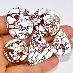 5Pcs 203Cts Natural Wild Horse Jasper Cabochon Gemstone Lot Mixed Shapes For Pendants Handmade Jewelry Supplies 36x24 29x20mm #15406