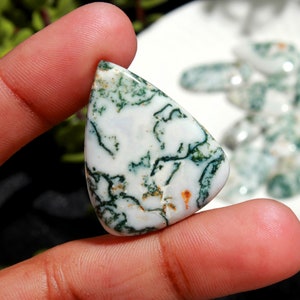 Natural Green Tree Agate Mix Shape Cabochon Loose Gemstone For Jewelry Making Wholesale Lots Size 33x26 21x11mm. 11 Pcs 309Cts