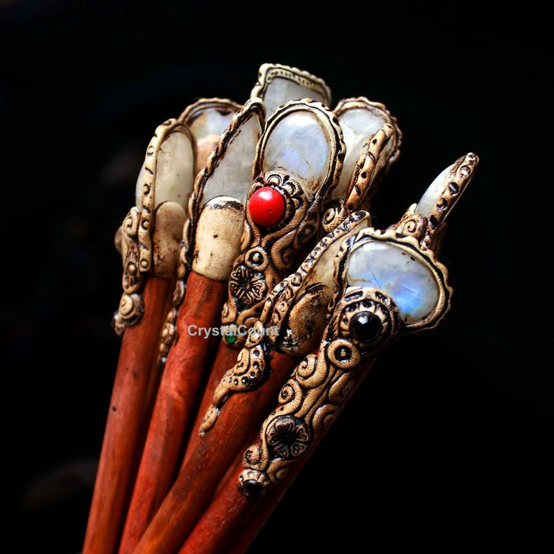 Moonstone Cabochon Hair Stick Polymer Clay Hair Sticks Etsy