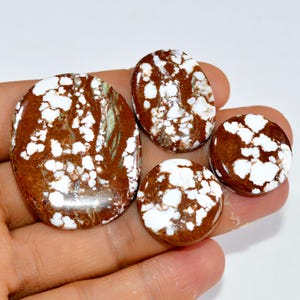 4Pcs 173Cts Natural Wild Horse Jasper Cabochon Gemstone Lot Mixed Shapes For Pendants Handmade Jewelry Supplies 40x31 20x20mm #15400
