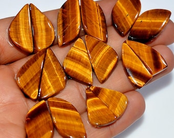8 Pairs 156 Cts Natural Yellow Tiger Eye Cabochon Gemstone Dangle Drop Dainty Earrings Matched Loose Gemstone Pair Lot 29X10 20X10mm #17158