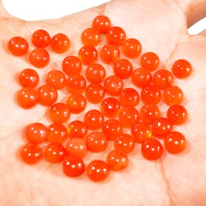 49Pcs 75Ct Natural Carnelian Cabochon Lot Gemstone Orange Crystal, Loose Gemstones Carnelian Healing Crystal For Jewelry Making 5x5mm #16087