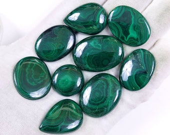 Natural Green Malachite Loose Gemstone Wholesale lot Malachite Pendant Handmade Gemstone Jewelry Healing Crystal Cabochons Back Unpolished