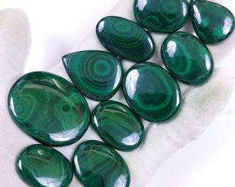 Natural Green Malachite Loose Gemstone Wholesale lot Malachite Pendant Handmade Gemstone Jewelry Healing Crystal Cabochons Back Unpolished