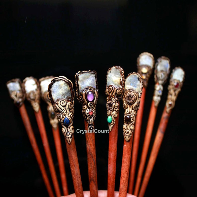 Moonstone Cabochon Hair Stick Polymer Clay Hair Sticks Etsy