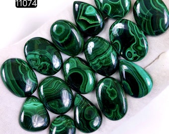 Natural Malachite Cabochon Loose Gemstone Green Malachite Jewelry Wire Wrapped Pendant Back Unpolished Semi-Precious Healing Crystal Lots