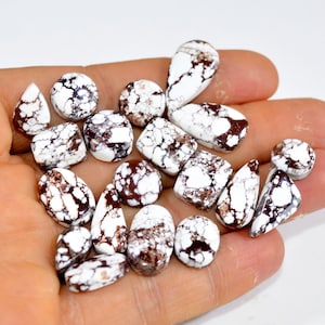 19Pcs 124Cts Natural Brown Wild Horse Jasper Cabochon Gemstone Lot Healing Gemstone Pendants Handmade Jewelry Supplies 20x10 10x5mm #15374