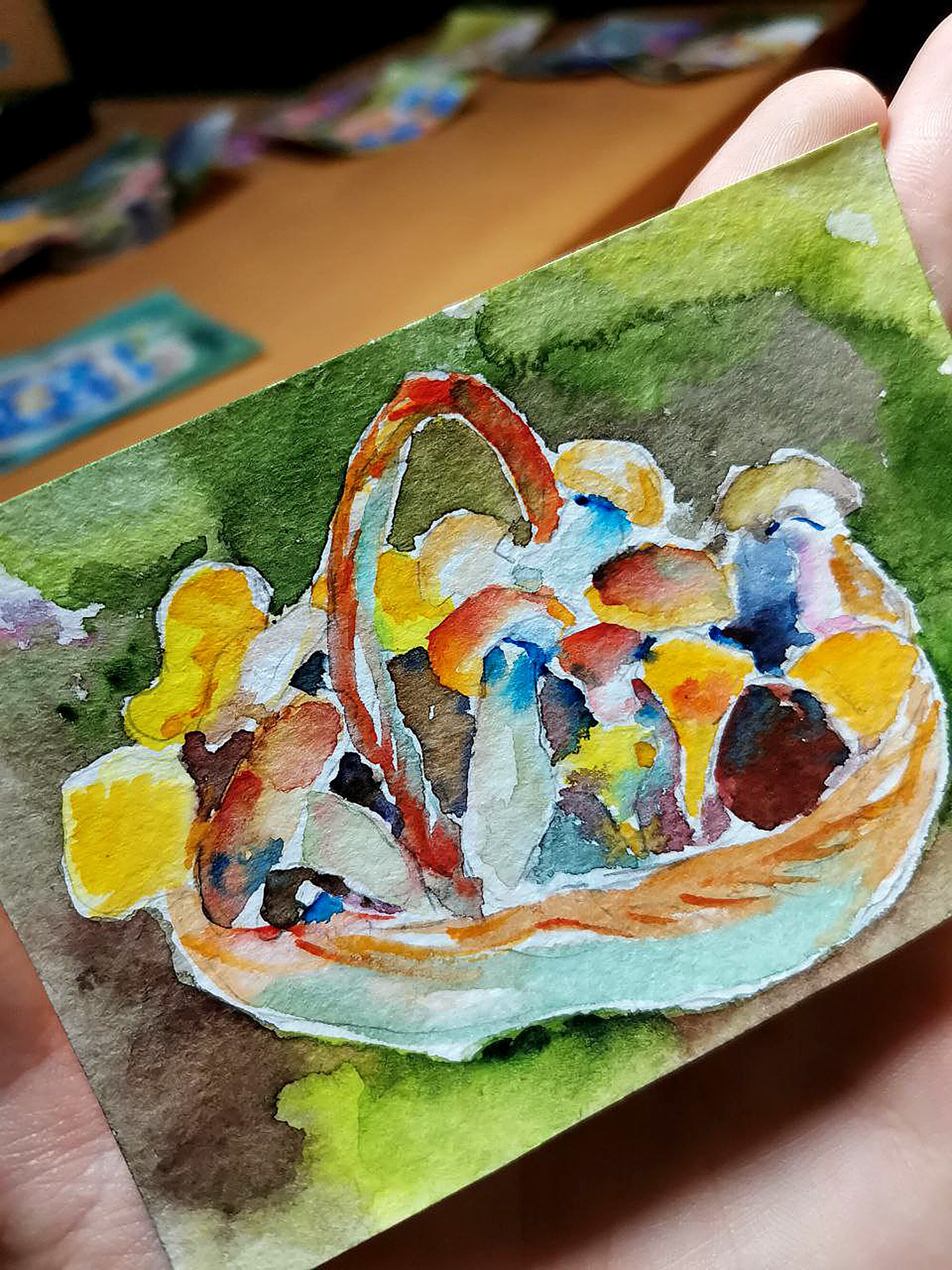 Original Aquarell Malerei ACEO Pilze Korb Malerei Küche | Etsy