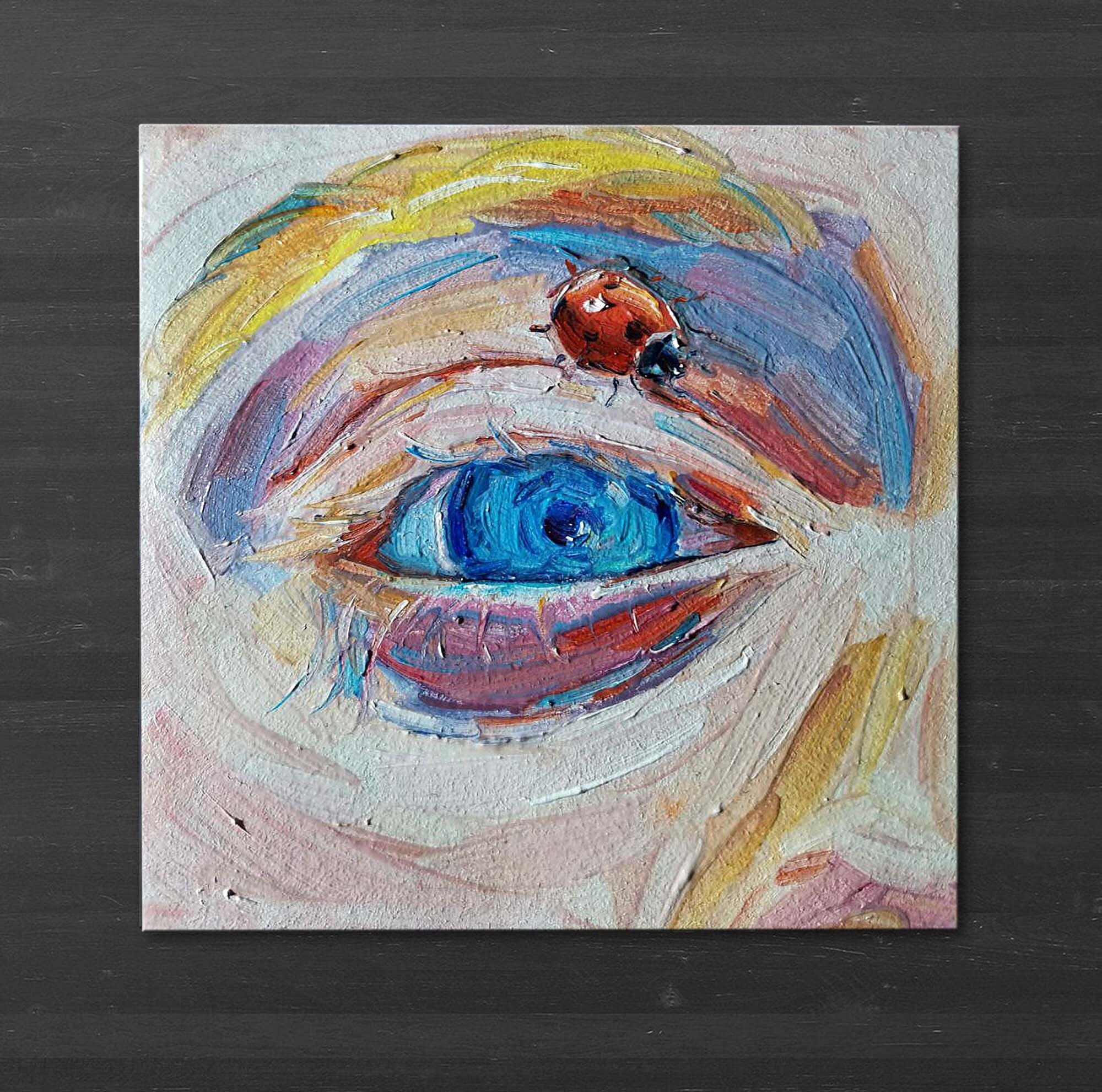 Original Oil ACEO Painting blue Eye Study Miniature Artwork Etsy