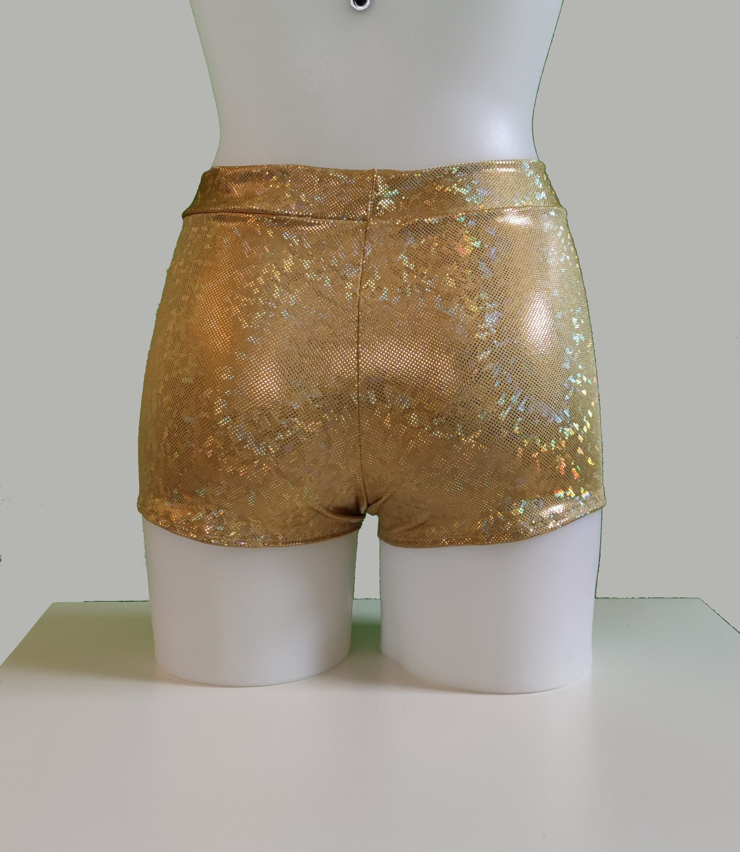 New Cuffed Black High Waist Booty Shorts Gold Detail main image 0
