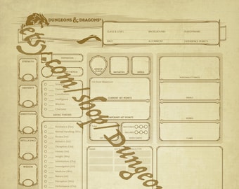 Laminated D&amp;D Character Sheet Dry Erase D and D Character | Etsy
