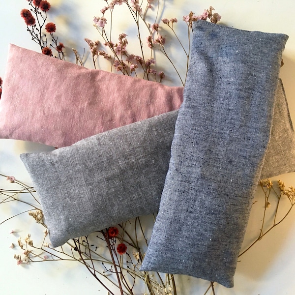 Recycled Hemp + Organic Cotton Thermal Cushion / Sustainable Cherry Stone Pillow