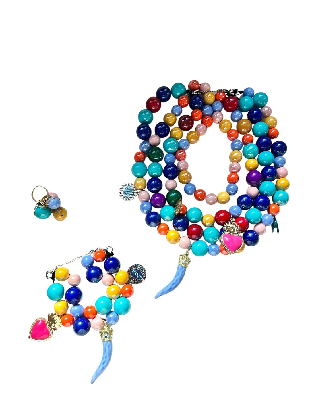 Assortimento di perline rotonde occhio pasta polimerica 9mm - Multicolore fluo x10 - Perles & Co Assortimento di perline rotonde occhio pasta polimerica 9mm - Multicolore fluo x10 - Perles & Co
