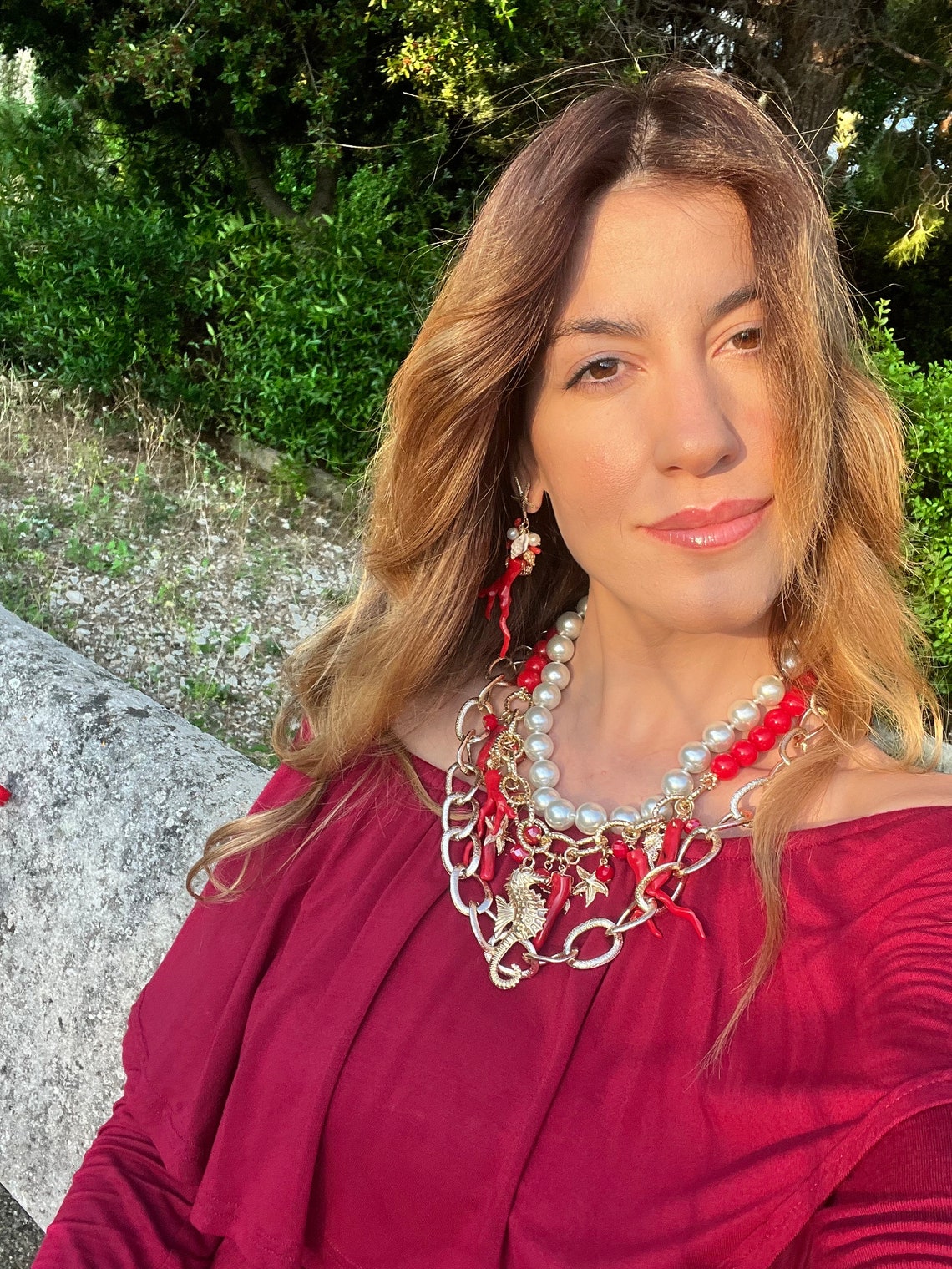 Collana girocollo Handcess con perline e conchiglie bianche, ciondolo stella marina, bohémien, donna, Misura unica