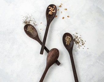 Hand Carved Natural Wooden Spoons • Upcycled Wooden Spoon Set • Zero Waste Set of 4 • Eco Friendly Gift