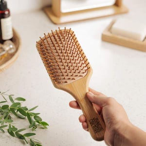 Bamboo Hairbrush • Wooden Paddle Hair Massage Brush