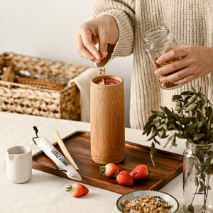 Natural Bamboo Drinking Cup Handmade Wooden Reusable Smoothie Cups Eco Friendly Gifts Sustainable & Zero Waste Coconut Bowls Bamboo Straws