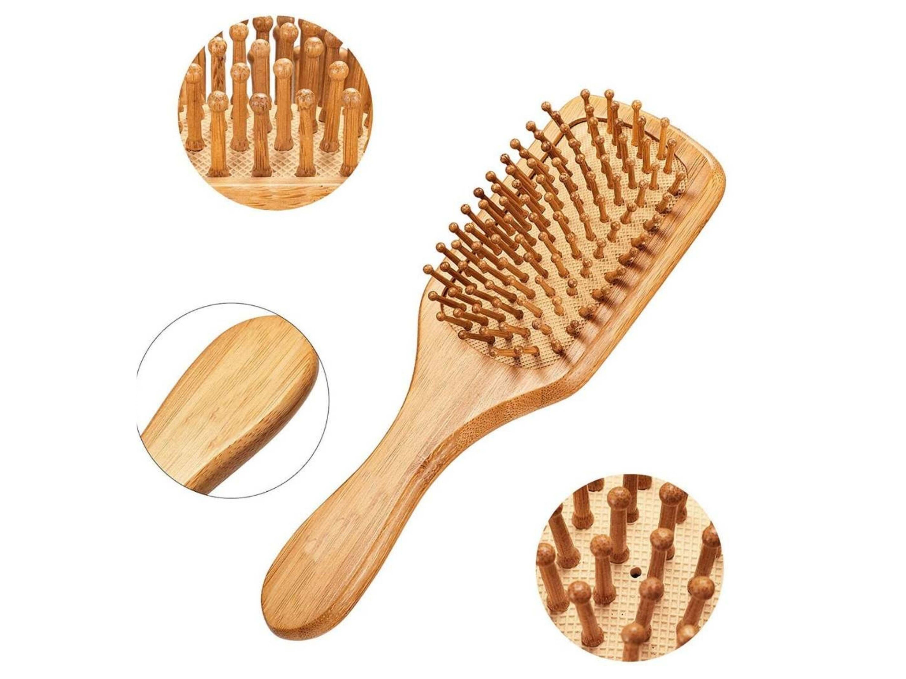 Bamboo Hair Brush Wooden Paddle Brush Wood Hairbrush With Etsy