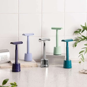 Reusable Metal Safety Razor • Unisex Eco-Friendly Razor • Sustainable Shaving Set w/ 10x Safety Razor Blades