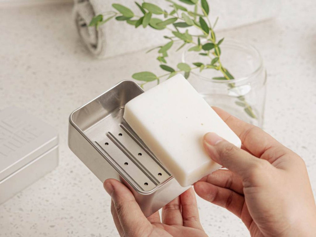 Travel Soap Case Leakproof Metal Soap Container Drip Tray Portable Soap