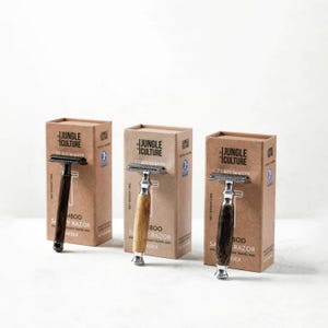 Unisex Reusable Safety Razor with Bamboo Handle & Travel Bag | Eco Friendly Double Edge Razor | Plastic Free Alternative Zero Waste Gift