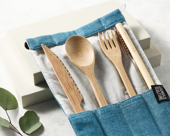 Bamboo Cutlery Set Zero Waste Reusable Utensil Kit Eco Friendly