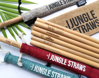 Pajitas de bambú grabadas • Pajitas reutilizables de madera natural, ecológicas y personalizadas para bodas y eventos