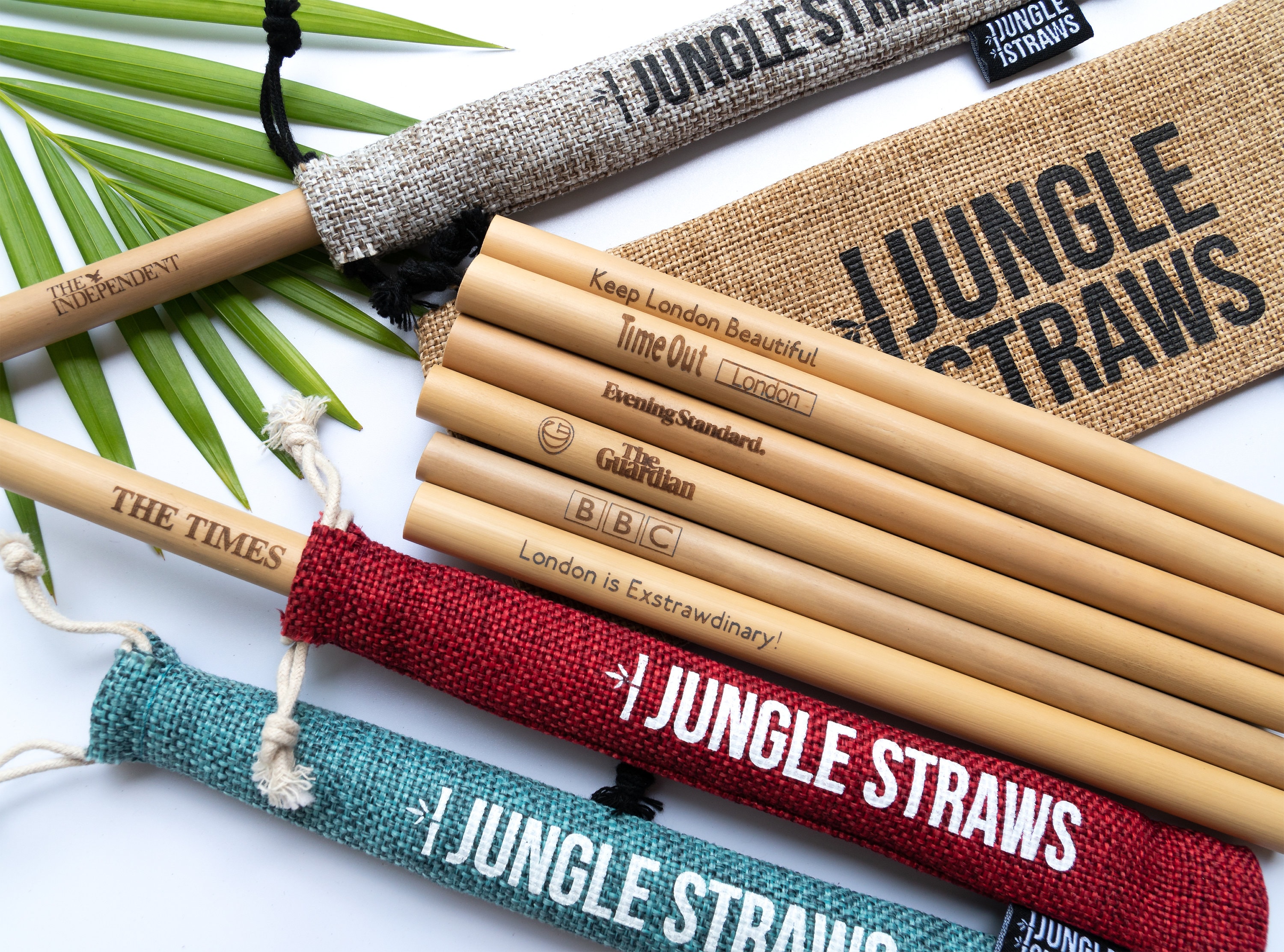 Jungle Straws Reusable Bamboo Straws with Pouch (Set of 6