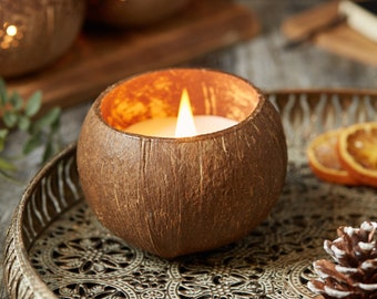 Eco Candle in a Coconut Shell • Natural Soy Wax • Eco Friendly Gift Organic Scented Candles • Luxurious & Relaxing Scents • Sustainable