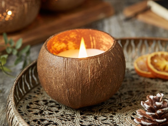 Vela ecológica en cáscara de coco Cera de soja natural Velas