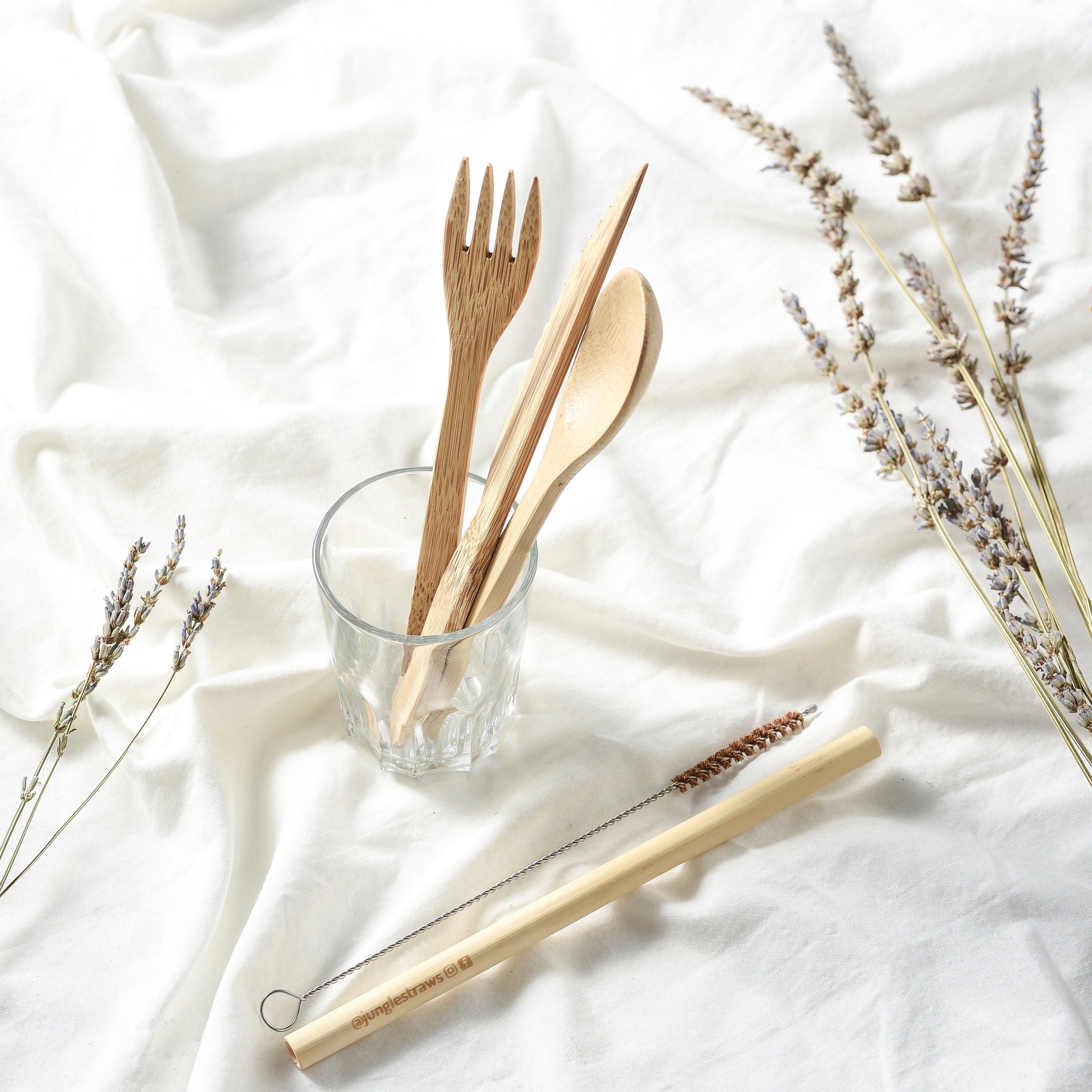 JB Home Collection 4-Piece Cat Shaped Bamboo Utensil Set – Reusable Spoons & Forks For Kids' Snacks & Desserts - View #5