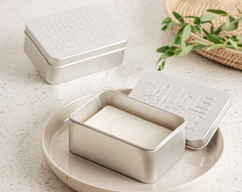 Soap Tin • Metal Leakproof Solid Soap Storage Travel Case w/ Drip Tray