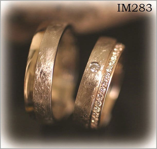 Wedding Rings Wedding Bands Yellow Gold 585 Diamonds Frosted - Etsy