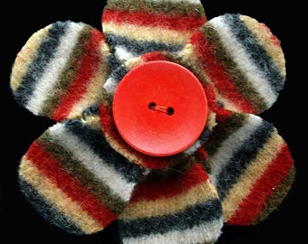 Recycled Wool Flower Brooch