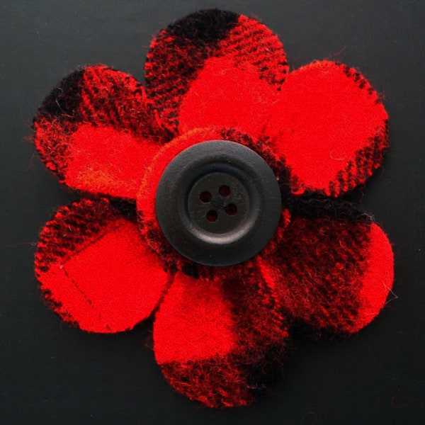 Recycled Wool Flower Brooch