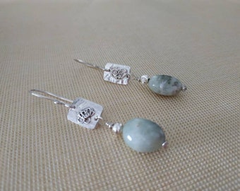 Boucles d’oreilles aquamarine stone silver, boucles d’oreilles en argent sterling, boucles d’oreilles en pierre de naissance de mars