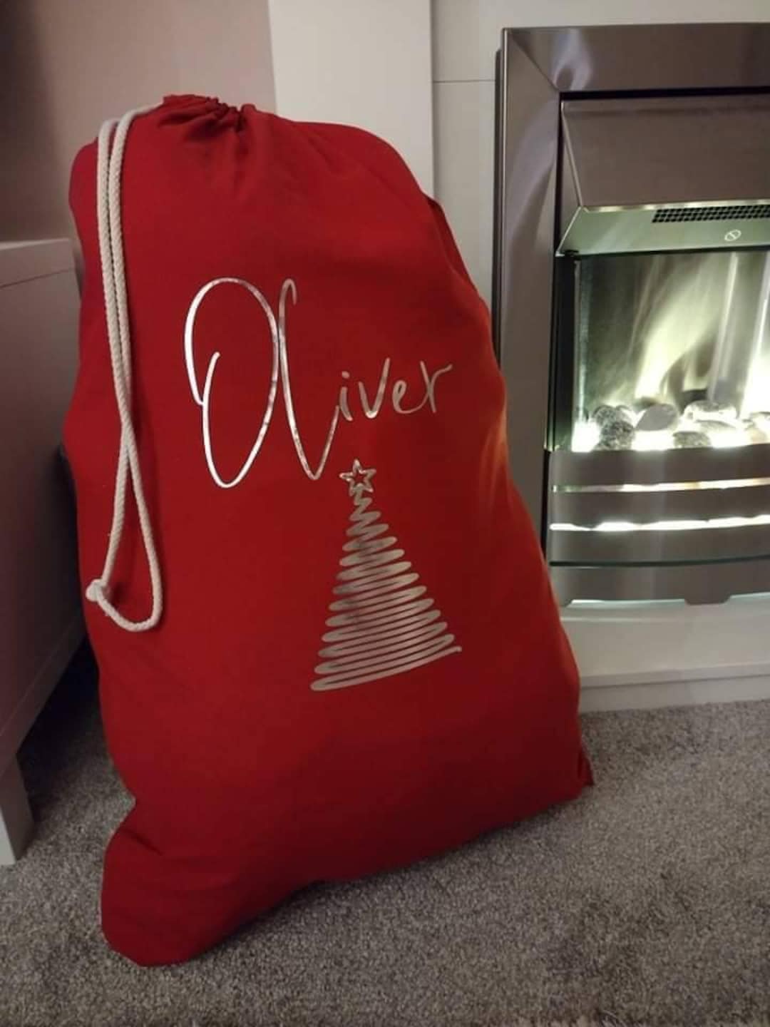 Personalised Christmas Santa Gift Sack Red Navy Grey Pink Childrens