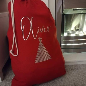 Personalised Christmas Santa Gift Sack Red Navy Grey Pink Childrens