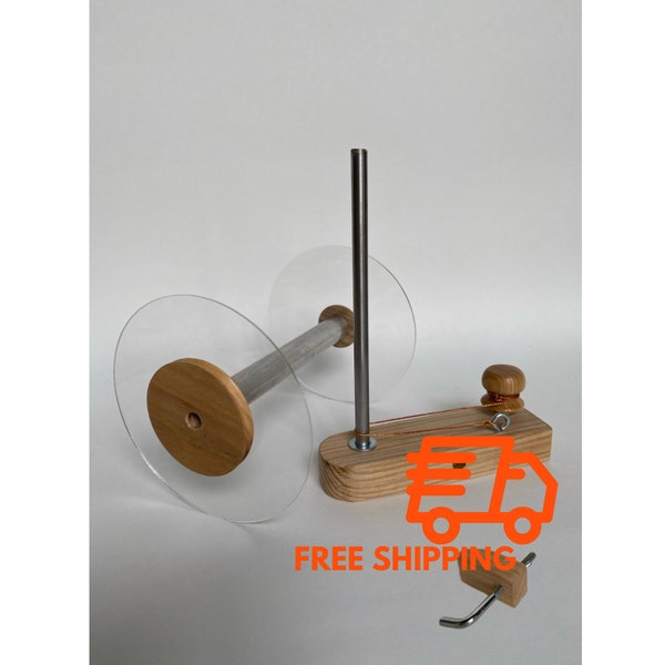 Lazykate reel with warp and tensioner clamp. Reel for spinner. Wool spool