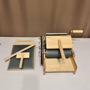 Wool Carding Kit – Drum Carder + Blending Board Set for Fiber Preparation