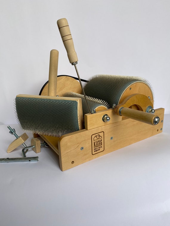 Hand-Made Drum Carder Gets Wool Ready For Spinning