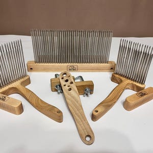 Handmade Wooden Hackle & Comb Kit: Fiber Prep for Spinning, Felting, Carding